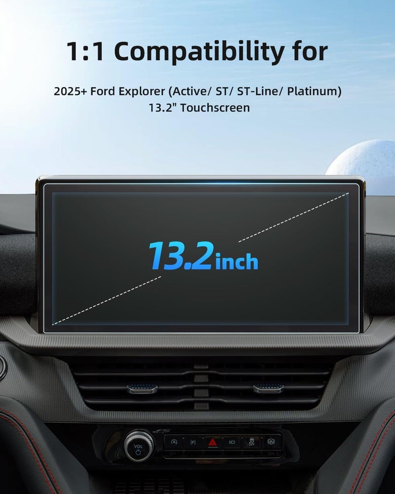 LANGBEAN Screen Protector for 2025 Ford Explorer (Active/ST-Line/ST/Platinum), 13.2 Inch Matte Anti-Glare Infotainment Touchscreen, 9H Tempered Glass 2025 Explorer Accessories HD/Anti-Fingerprint - Image 2